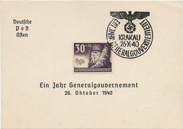 Sonderkarte - Ein Jahr Generalgouvernement 1940, Michel-Nr. 58 Mit Sonderstempel Krakau - Occupation 1938-45