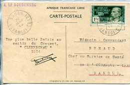 A.E.F           140Ba  Oblitéré Sur Carte Arrivée Du Général De Gaulle à Brazzaville - Usados