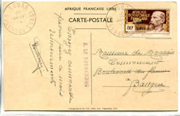 A.E.F           140A Oblitéré Sur Carte Arrivée Du Général De Gaulle à Brazzaville - Used Stamps