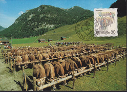 1989 Liechtenstein MC 90 Mi: LI 973°, Y&T: LI 914°, ZNr. LI 914°, Herbsbräuche,  Viehmarkt Mit Kuh - Koeien