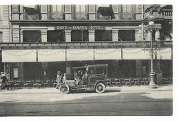 PM122/ Belgique -België CP Café Du Grand Hôtel Animée Voiture MINT Non Circulée - Cafés, Hoteles, Restaurantes