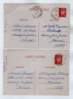 TB 3937 - 1942 - Entier Postal X 2 - Mr M. DUMONT Au 65 Rgt Inf à SENNECEY LE GRAND Pour Mme CHALMANN à BEAUVAIS - Cartes Postales Types Et TSC (avant 1995)
