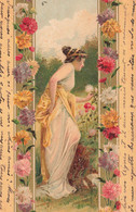 Delcampe - Jugendstil * CPA Illustrateur Art Nouveau * Femme & Fleurs * Genre Mucha Kirchner - Vor 1900