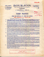 FACTURE.PARIS.TARIF 4 PAGES + ADDITIF 1948 DES PARFUMS " BOURJOIS "  (AVEC UN J COMME JOIE PUB RADIO) - Drogisterij & Parfum