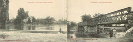 Delcampe - GUEUGNON (carte Double) Le Barrage Et Les Bords De L'Arroux, Le Pont Du Chemin De Fer - Gueugnon