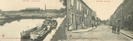 Delcampe - GUEUGNON (carte Double) Le Bassin Du Canal, Grande Rue - Gueugnon