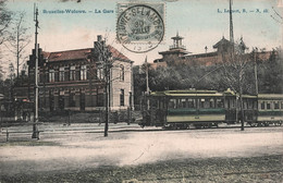 Bruxelles Woluwe - La Gare Et La Station Du Tram - L Lagaert - Colorisé - Tramway - Carte Postale Ancienne - Transport (rail) - Stations