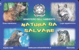 TARJETA DE ITALIA DE UN OSO-LOBO-AGUILA Y MARMOTA (BEAR-WOLF-EAGLE) (NUEVA-MINT) - Otros & Sin Clasificación