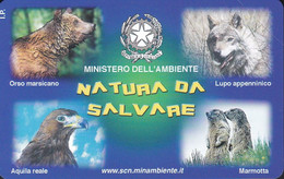 TARJETA DE ITALIA DE UN OSO-LOBO-AGUILA Y MARMOTA (BEAR-WOLF-EAGLE) (NUEVA-MINT) - Autres & Non Classés