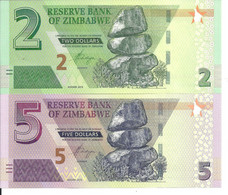 ZIMBABWE 2-5 DOLLARS 2019 UNC P 101-102  ( 2 Billets ) - Zimbabwe
