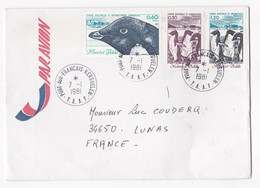 Enveloppe 1981 Port Aux Français Kerguelen Pour Lunas Hérault. - Brieven En Documenten