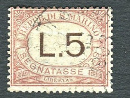 SAN MARINO 1897-1919 SEGNATASSE 5 LIRE USATA - Segnatasse