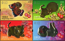 Hong Kong - 2023 - Lunar New Year Of The Rabbit - Animal Stamps - Mint Set With Silver And Gold Hot Foils Intaglio - Nuevos