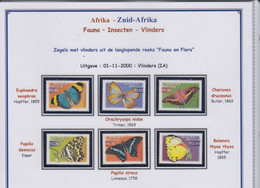 Zuid-Afrika 15-11-2000  Michel 1301-1303 + 1305 + 1308 + 1310 - Butterflies