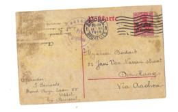 Entier Postal à 10 Centimes.Expédié De Bruxelles à Den Haag (Hollande).Censure "Aachen" - German Occupation