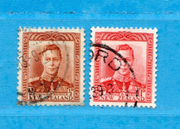 (Us.8) NUOVA ZELANDA  °-1938 - George. V.  Yvert. 237A-238. Usato - Oblitérés