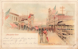 ATLANTIC CITY - On The Boarwalk - Carte Colorée Et Circulé Vers Ghlin En 1904 - Atlantic City