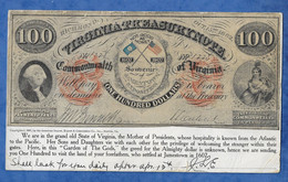 Carte Ancienne 1901 Etat Unis Billet 100 Dollars Factice Virginie VIRGINIA TREASURYNNHOTE -  RIOHMOND To New Orléans - Münzen (Abb.)