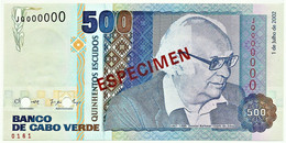 CAPE VERDE - 500 ESCUDOS - 01.07.2002 - Pick 64.s2 - Unc. - ESPÉCIMEN In RED - Kaapverdische Eilanden