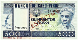 CAPE VERDE - 500 ESCUDOS - 20.01.1977 - Pick 55.s1 - Unc. - ESPÉCIME In RED - Cap Vert