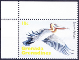 Grenada Grenadines 1995 MNH, Brown Pelican, Birds, Corner Stamp - Pellicani