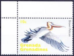 Grenada Grenadines 1995 MNH, Brown Pelican, Birds, Corner Stamp - Pelícanos