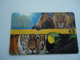 SPAIN  PREPAID  USED CARDS ANIMALS HORHES TIGER BIRDS - Papegaaien & Parkieten