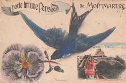 Delcampe - 75 / PARIS - PORTE LUI UNE PENSEE DE MONTMARTRE / HIRONDELLE / SACRE COEUR / RARE - Paris (18)