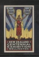 NEW ZEALAND 1939 CENTENNIAL EXHIBITION WELLINGTON NHM POSTER STAMP CINDERELLA ERINOPHILATELIE MAORI - Nuovi