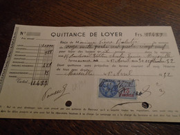 1952!!! -  B/du RHONE ( MARSEILLE)  Sur QUITTANE DE LOYER  1TP/FISCAL N° 146    Avec  4 Photos - Zegels