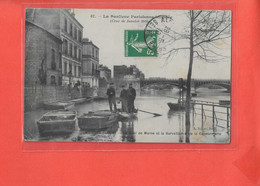 Delcampe - 75 MAISONS ALFORT INONDATION CRUE SEINE 1910 Cpa Animée Quai De La Marne Surveillé Par La Gendarmerie - Maisons Alfort
