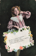 Fantaisies - Femme - Fleur - Message - Colorisé - Dentelle  - Carte Postale Ancienne - Women