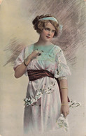 Fantaisies - Femme - Fleur - Edit. R.&K.  - Colorisé - Dentelle  - Carte Postale Ancienne - Femmes