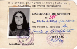 Romania, 1974, Academy Of Economic Studies, Faculty Of Finance And Accounting - Student Card - Diploma & School Reports