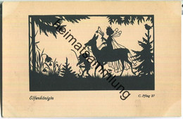 Delcampe - Elfenkönigin - Heinzelmännleins Freuden - Scherenschnitt Von C. Pflug - Verlag Oppel & Hess Jena - Scherenschnitt - Silhouette