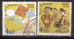 India  Used 2004, Set Of 2,  Greetings, Kite, Music Instrument, Dolls, (sample Image) - Usati