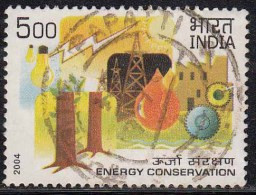 India Used 2004, Energy Conservation, Resources, Oil Drop, Solar, Tree, Industry, Cogwheel, Environment, (sample Image) - Oblitérés