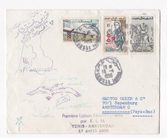 1959 Sousse, 1er Liaison Aérienne Par KLM Tunis Amsterdam Le 17 Avril, Numéroté Au Dos - Tunisia (1956-...)