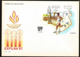 Delcampe - ENVELOPPE FDC PRIMER DIA DE CIRCULACION / EXFILNA 87 / 1987 / JO - FDC