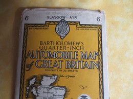 Automobile Map Of Great Britain/ GLASGOW-AYR /John Bartholomew & Son/ Edinburgh/1947         PGC490 - Wegenkaarten