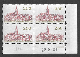 FRANCE 1981  N° 2162**  28.9.81  COIN DATE GOMME D'ORIGINE SANS CHARNIÈRE  NEUF TTB      2 SCANS - 1980-1989