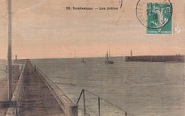 Delcampe - 59 / DUNKERQUE / LES JETEES / JOLIE CARTE TISSEE COLORISEE - Dunkerque