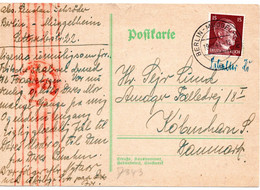 56643 - Deutsches Reich - 1941 - 15Pfg Hitler EF A Kte M Dt Zensur BERLIN -> Daenemark - Cartas & Documentos