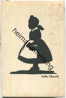 Delcampe - Mädchen Mit Korb - Hessen-Karte Nach Scherenschnitt Von Erika Schenck Nr. 4 - Verlag Max Voigt Marburg - Scherenschnitt - Silhouette