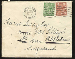 COVER HALF PENNY & THREE HALFPENNY / ABERDEEN TO BERN SWITZERLAND 1934 - Covers & Documents