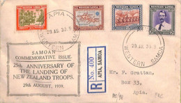 Delcampe - Ac6692 - Western SAMOA - Postal History - REGISTERED FDC COVER  1939 Sg# 195/198 - Samoa