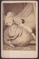 SUPERBE PHOTO CDV * LA PREMIERE PRIERE - FEMME AVEC SON FILS *  - Photo Sur Carton - Vers 1875 - Signé Au Dos - Ancianas (antes De 1900)