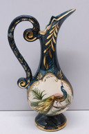 Delcampe - *JOLI VASE Forme AIGUIERE VINTAGE CERAMIQUE BECQUET QUARIGNON Décor D'un Paon  E - Béquet (BEL)