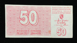 Bosnia 50 Dinara 1992 XF, Pick-23a, Error Color From The Serial Number - Bosnie-Herzegovine