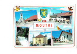 Delcampe - Cpm - 25 - MOUTHE - Doubs - Blason Pancarte Routière Illustration Oiseau Neige Coopérative De Fromagerie - Mouthe